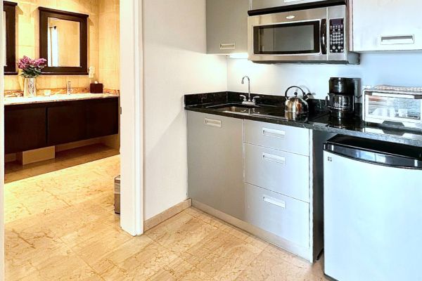 Studio kitchen and bathroom